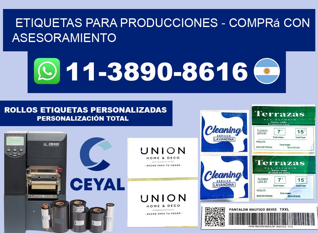 ETIQUETAS PARA PRODUCCIONES - Comprá con asesoramiento