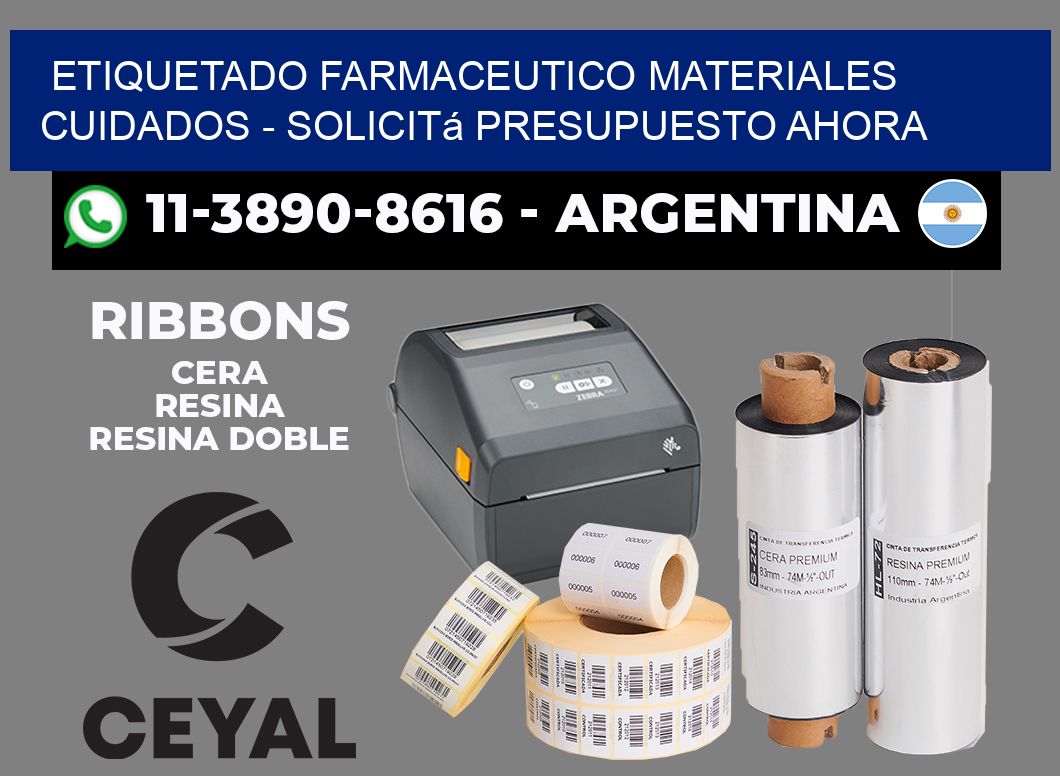 ETIQUETADO FARMACEUTICO MATERIALES CUIDADOS - Solicitá presupuesto ahora